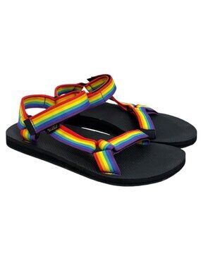 NWOT Teva Original Universal Rainbow Pride Strappy Water Sandals Men's Size 12